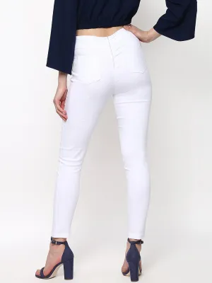 High Waisted White Jegging