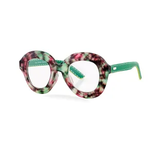 BELLA | Matte Green-Pink Tortoise | Green Vegan Leather