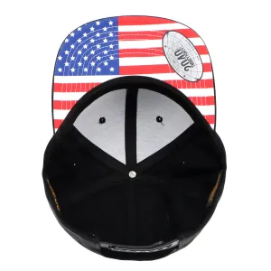 Flexfit Yupoong The Classic 6 Panel Snapback Custom USA American Flag Print Undervisor