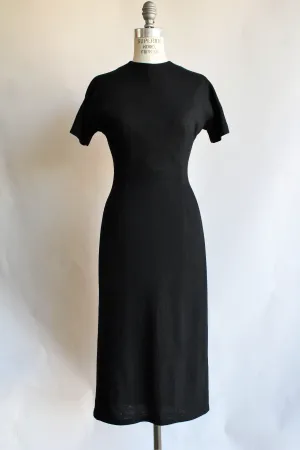 Vintage 1950s Black Wool Wiggle Dress