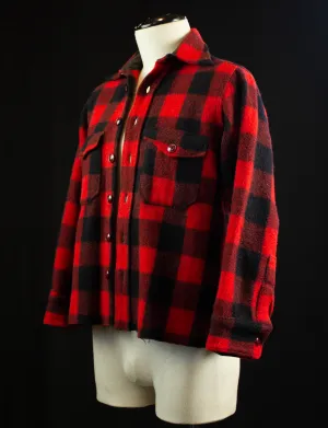 Vintage Woolrich Buffalo Plaid Wool Flannel Shirt 50s Red and Black Small-Medium